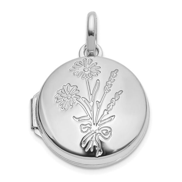 Kazi Luxury 14k White Gold Floral 16mm GR&DAUGHTER Reversible Round Locket,New Products : American Fashion Style Bags On Sale
